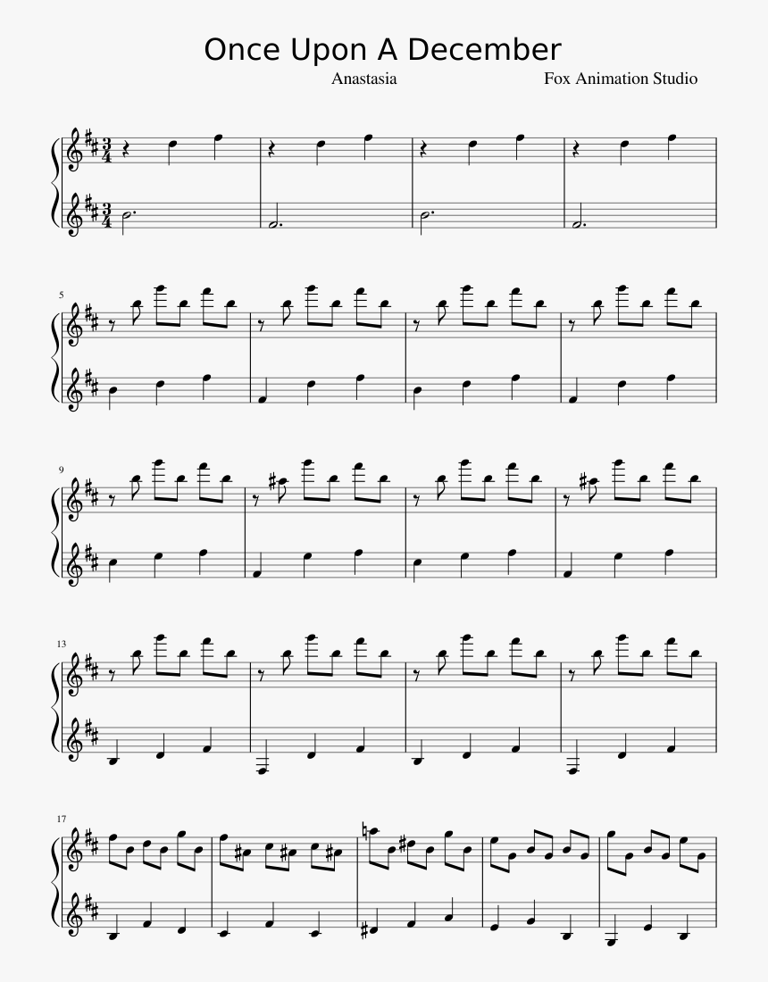 Partitura Once Upon A December, HD Png Download, Free Download