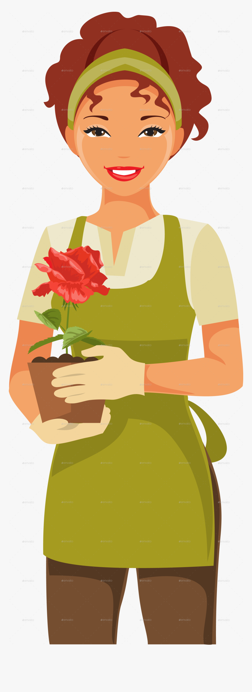 Clipart Woman Gardener - Woman Gardening Vector, HD Png Download, Free Download