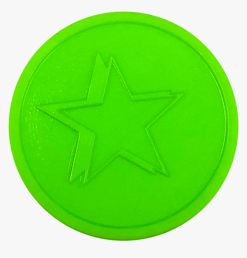 Fluorescent Green Star Embossed Tokens - Circle, HD Png Download, Free Download