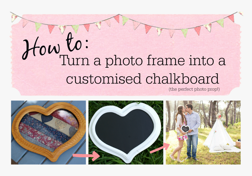 How To Make A Chalkboard From A Photo Frame - Heart, HD Png Download, Free Download