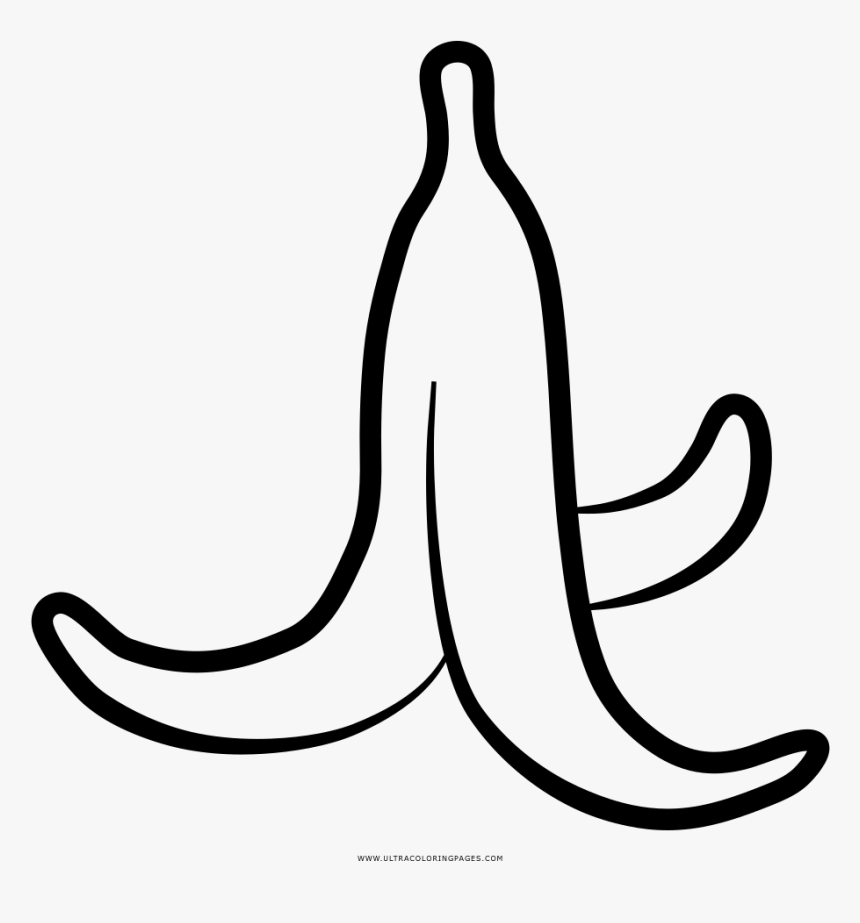 Banana Peel Coloring Page - Cascara De Banana Para Dibujar, HD Png Download, Free Download