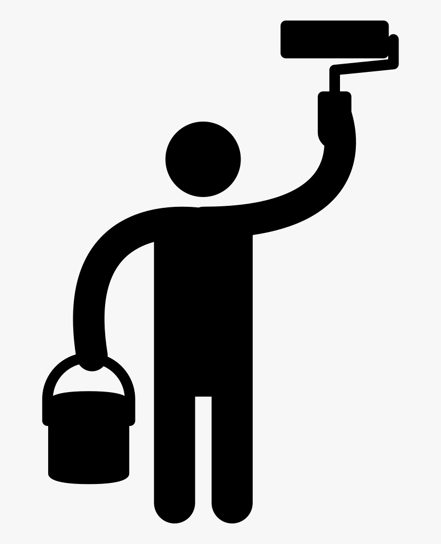 Painter With Roller And Paint Bucket - Png Icon House Painting, Transparent Png, Free Download