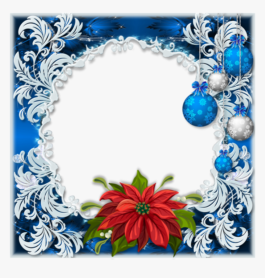 Frame, Holiday, Greeting, Poinsettia, Baubles, Scrolls, - Christmas Day, HD Png Download, Free Download