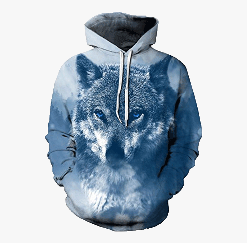 Snow Wolf Blue Filter Hoodie - Wolf Hoodie Mens, HD Png Download, Free Download