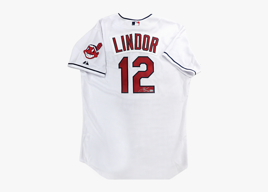 Francisco Lindor Indians White Autographed Jersey"
 - Sports Jersey, HD Png Download, Free Download