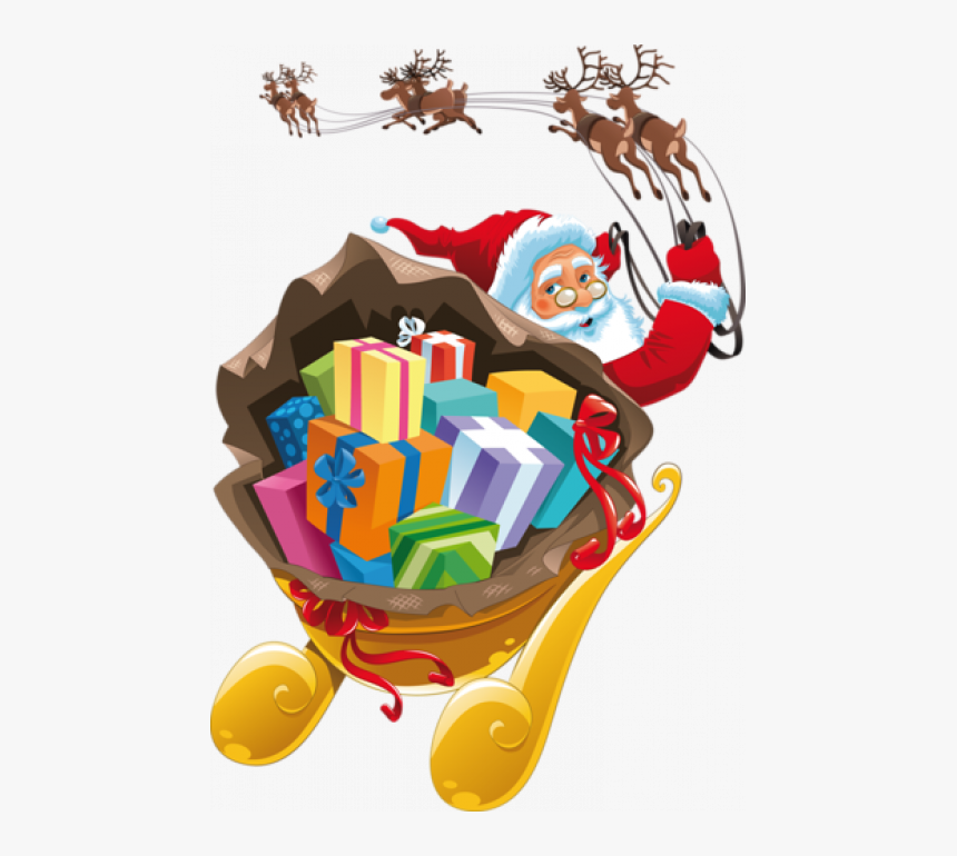 Santa Claus With Sleigh Png, Transparent Png, Free Download