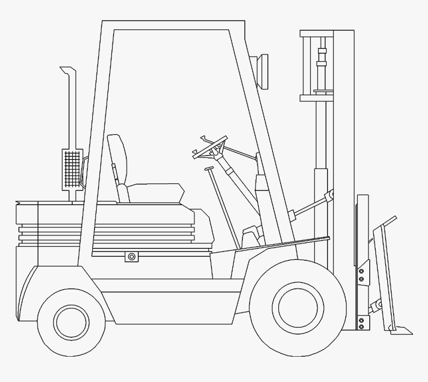 Sketsa Forklift , Png Download - Forklift Drawing, Transparent Png, Free Download