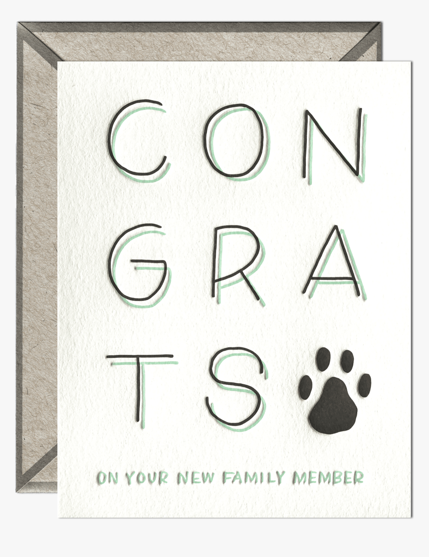New Pet Congrats Letterpress Greeting Card With Envelope - Sign, HD Png Download, Free Download