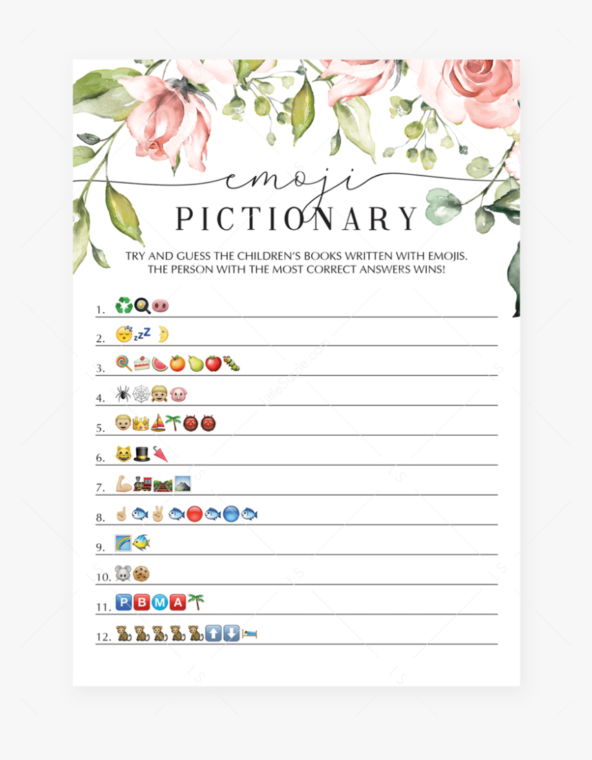 Floral Baby Shower Emoji Game Printable By Littlesizzle"
 - Free Printable Baby Shower Emoji Game, HD Png Download, Free Download