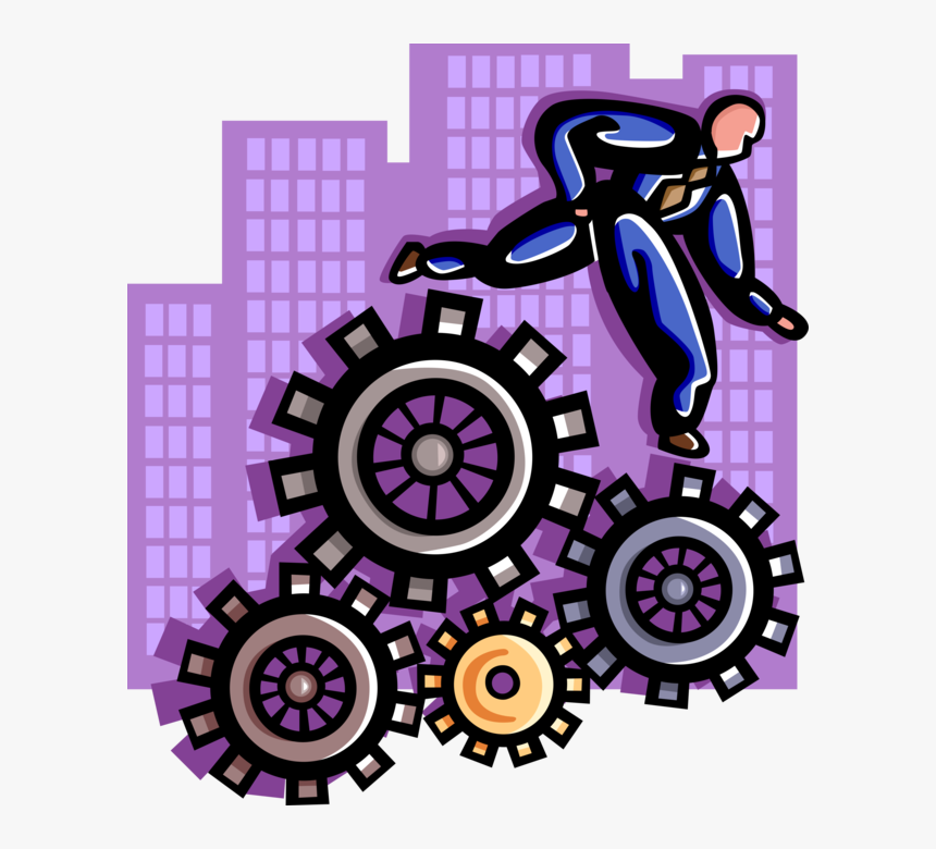 Vector Illustration Of Businessman And Cogwheel Gear, HD Png Download, Free Download