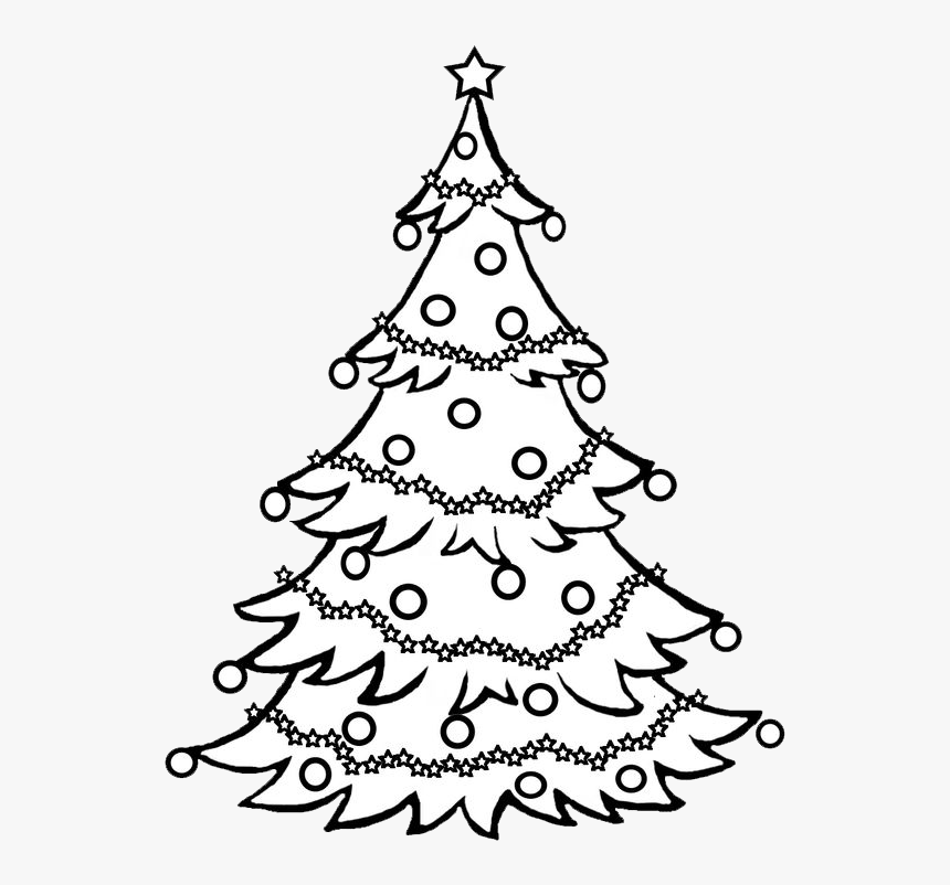 Pine Tree Clipart Black And White / Christmas Tree - Sketch Of Christmas Tree, HD Png Download, Free Download