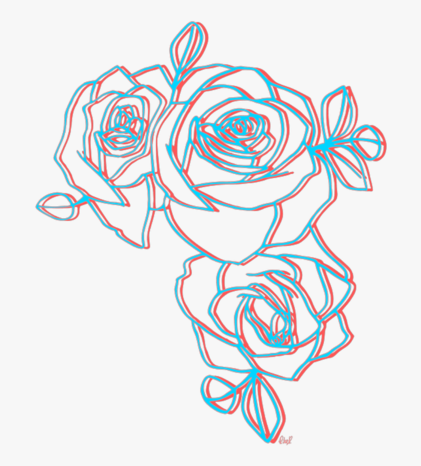 Blue Drawing Rose - Aesthetic Flower Drawing Png, Transparent Png, Free Download