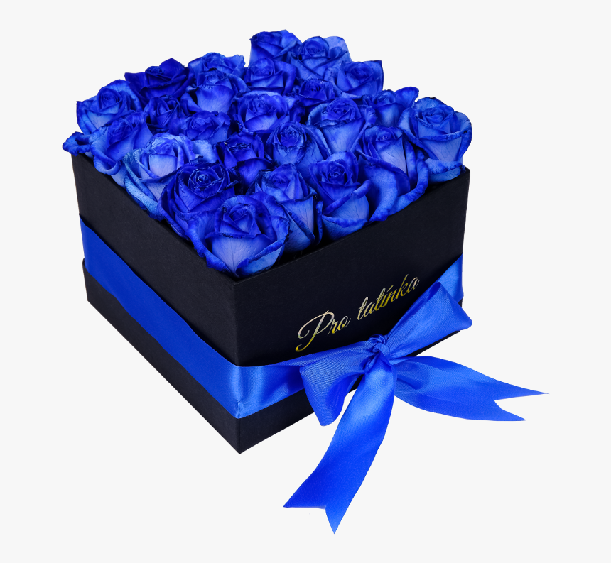 Black Box Of Blue Roses For Dad - Birthday Blue Flowers Transparent, HD Png Download, Free Download