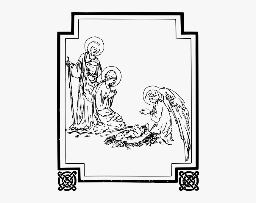 Vector Illustration Of Classic Black And White Nativity - Nativity Black And White Clipart, HD Png Download, Free Download