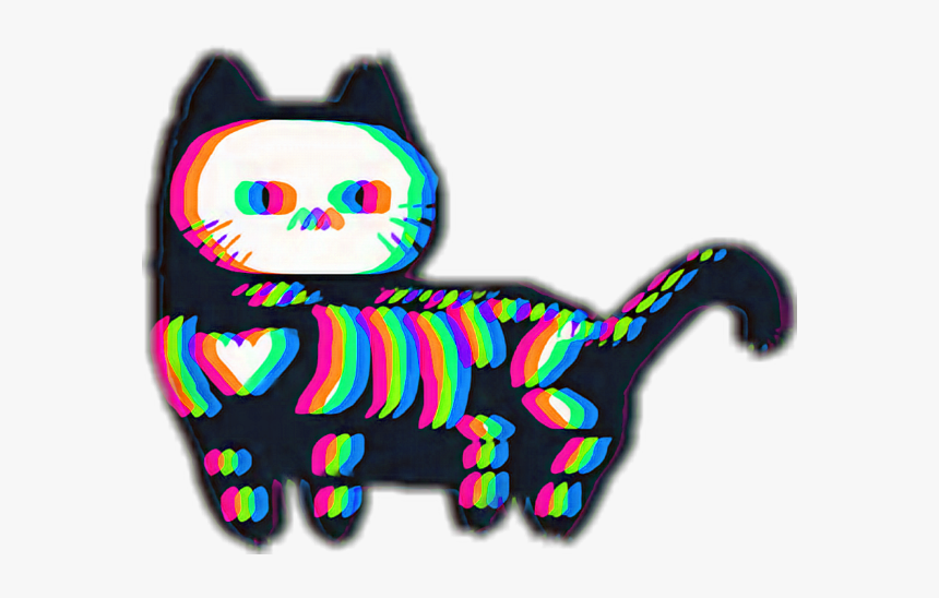 #halloween #cat #skeleton #glitch - Domestic Short-haired Cat, HD Png Download, Free Download