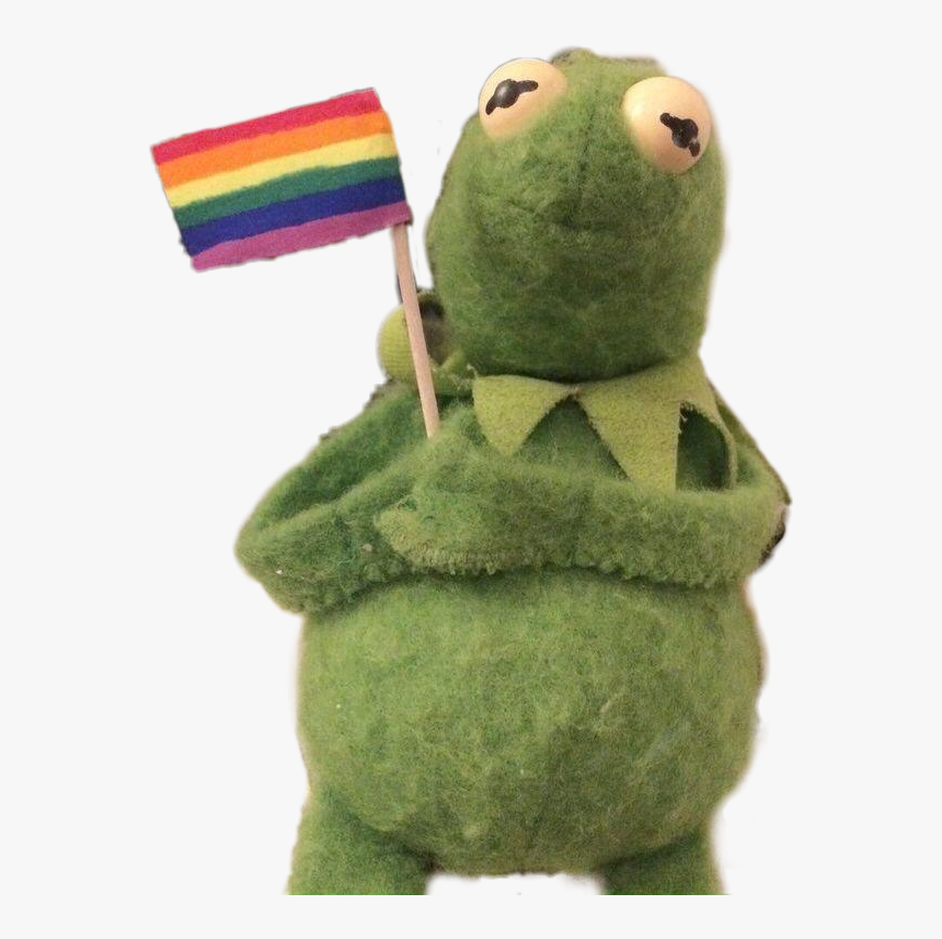 #kermit #kermitrainbow #rainbow - Kermit With Trans Flag, HD Png Download, Free Download