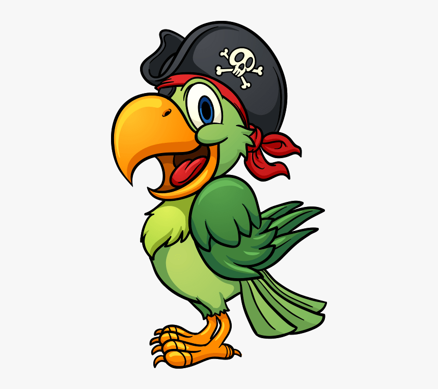 #parrot #bird #pirate #pirates #hat #cartoon - Cartoon Pirate Parrot, HD Png Download, Free Download