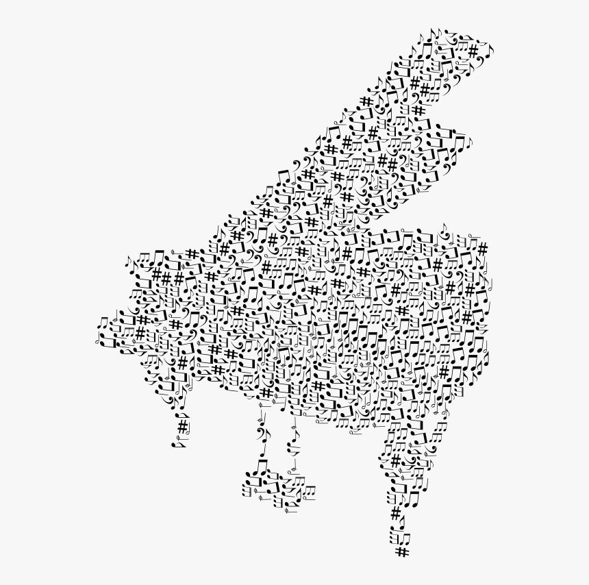 Grand Piano Musical Notes Black - Music Notes With Piano, HD Png Download, Free Download