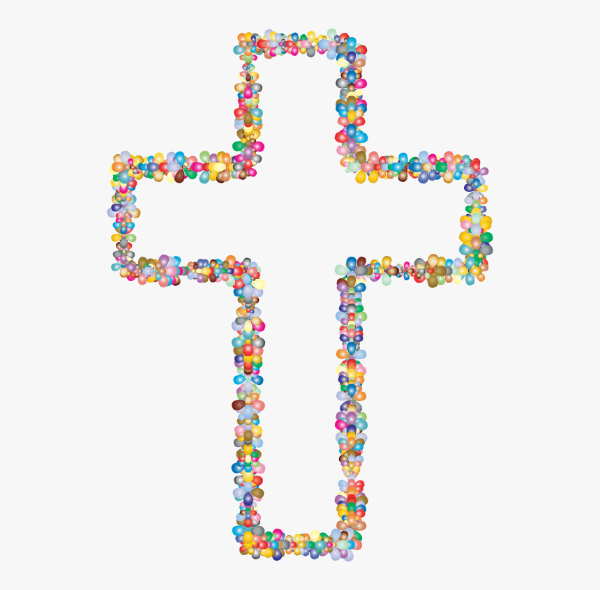 Floral Cross Outline - Flower Cross Clipart Png, Transparent Png, Free Download