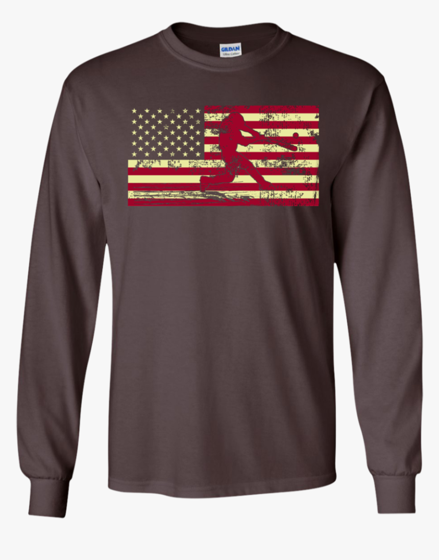 Male Baseball Player Silhouette On The American Flag - T-shirt, HD Png Download, Free Download