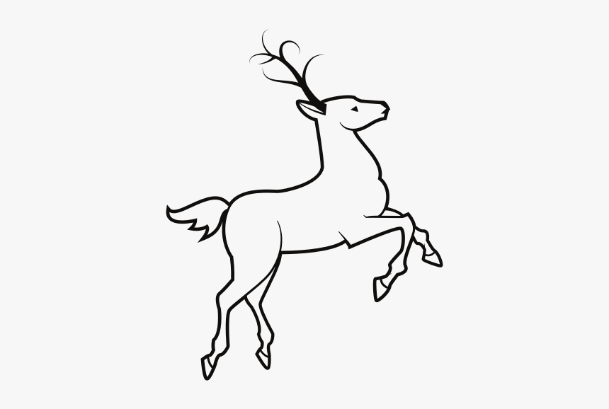 Deer Silhouette Clip Art - Deer On Hind Legs Drawing, HD Png Download, Free Download