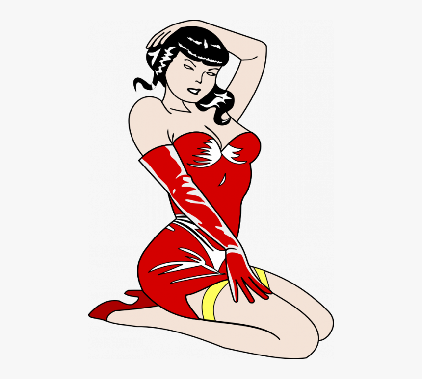 Pin-up Girl In A Red Dress - Transparent Imagem Pin Up Png, Png Download, Free Download