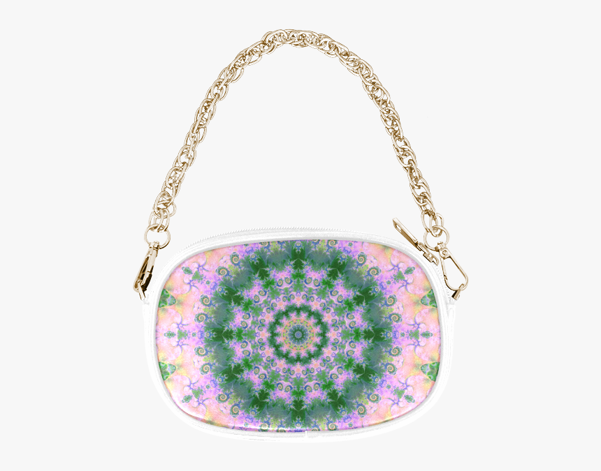 Rose Pink Green Explosion Of Flowers Mandala Chain - Handbag, HD Png Download, Free Download