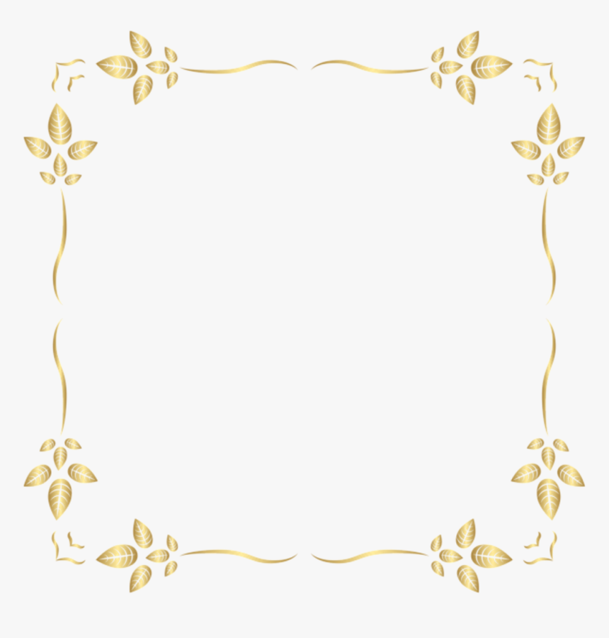 Leaves Square Gold Golden Frame Border Squareframe - Border Gold Leaves Png, Transparent Png, Free Download