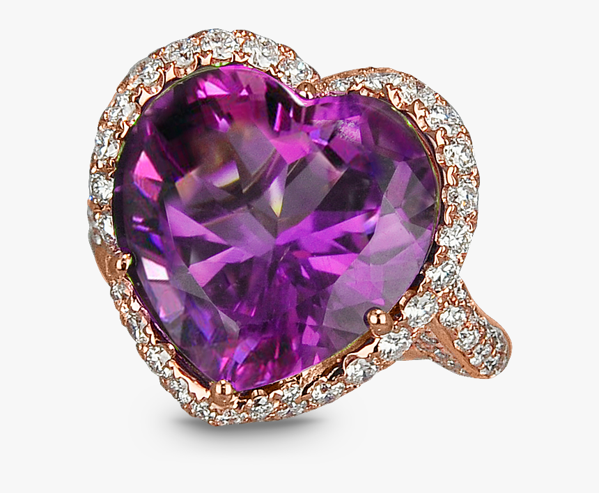 Heart Amethyst And Diamond, HD Png Download, Free Download