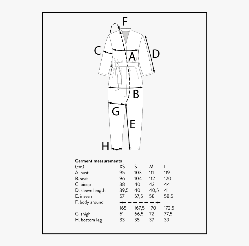 Garment Measurments Image - Jumpsuit Measurements, HD Png Download, Free Download