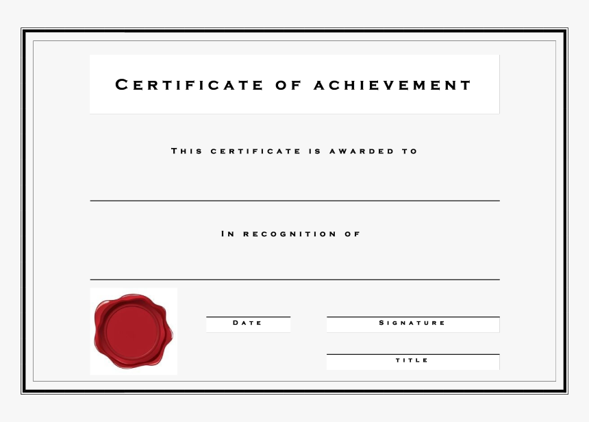 Clip Art Formal Certificate Of Achievement Main Image - Free A4 Certificate Template, HD Png Download, Free Download