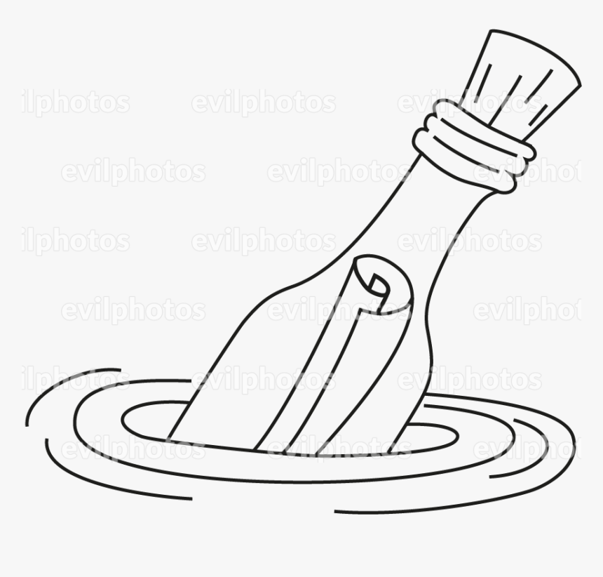 Message In A Bottle Drawing Vector And Stock Photo - Cartoon Message In A Bottle, HD Png Download, Free Download