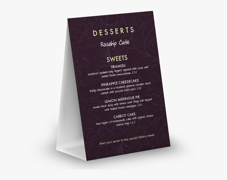 Cafe Table Menu Cards, HD Png Download, Free Download
