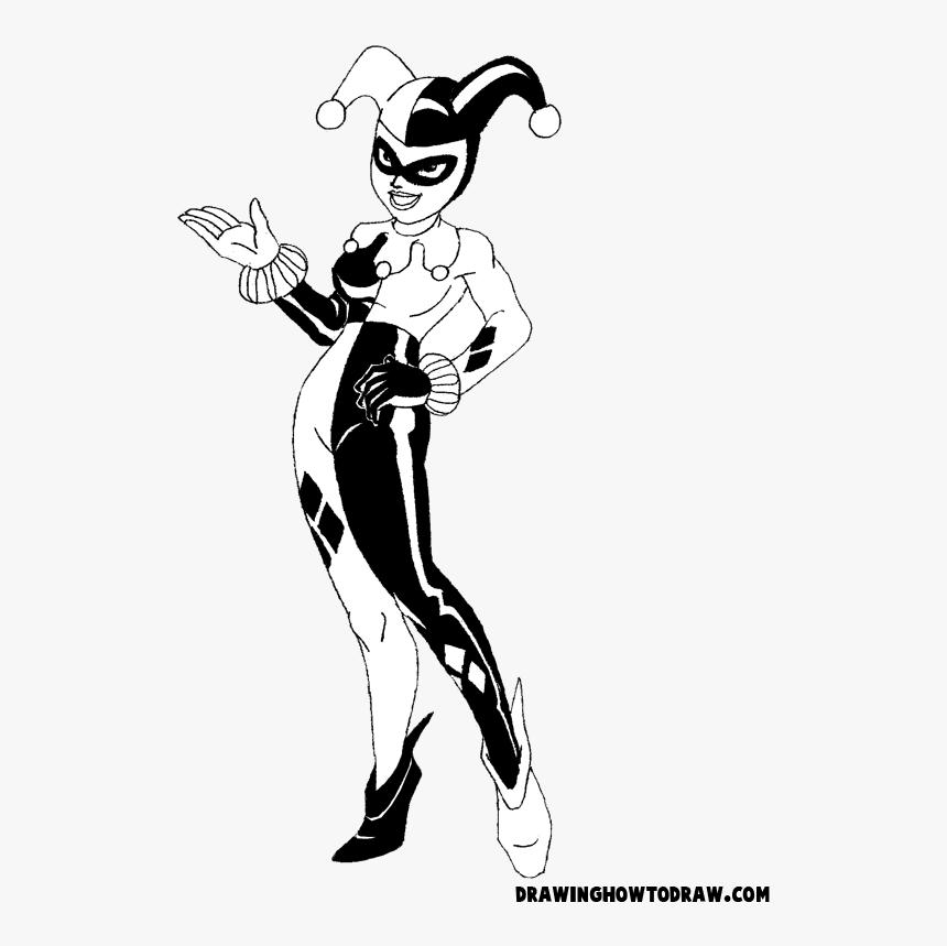 Harley Quinn Coloring Book Page Printable - Cartoon Harley Quinn Drawings Easy, HD Png Download, Free Download