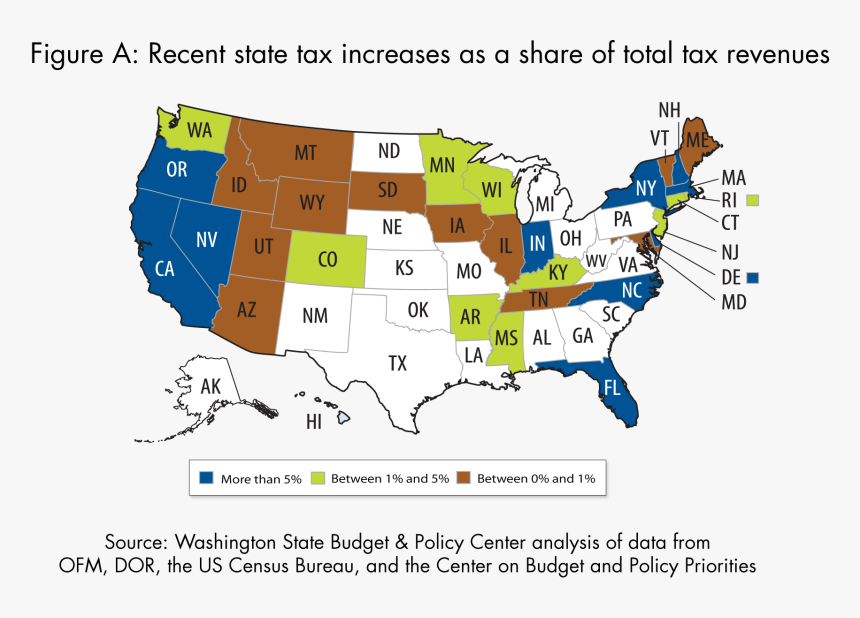 Figurea State Tax Increases Map - National Center For State Courts, HD Png Download, Free Download