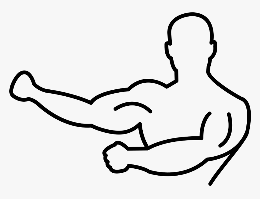 Human Outline Flexing Muscles - Male Body Drawing Strong, HD Png Download, Free Download