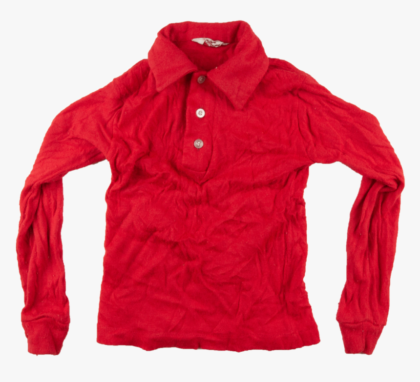 Red Button-up Sweater - Long-sleeved T-shirt, HD Png Download, Free Download