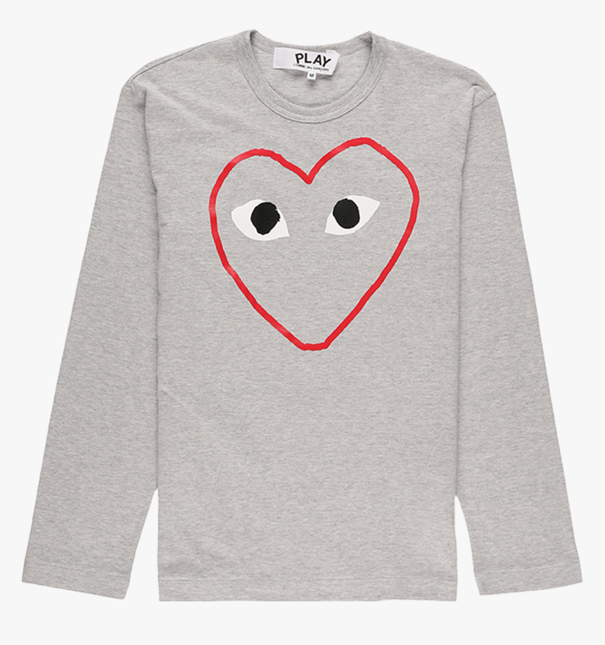 Comme Des Garçons Play Heart Outline T Shirt - Long-sleeved T-shirt, HD Png Download, Free Download