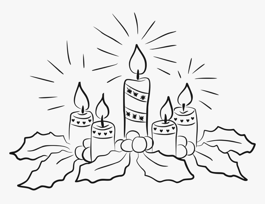 Christmas Candles Clipart Black And White, HD Png Download, Free Download