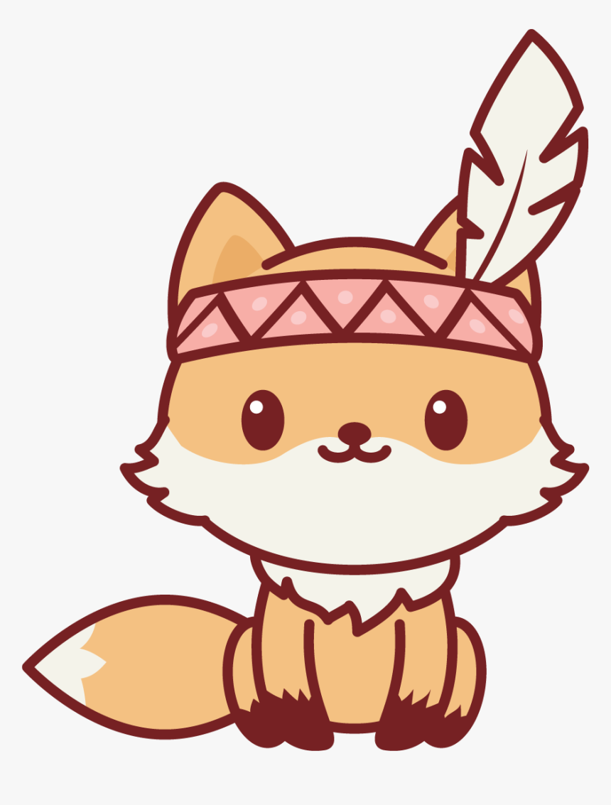 Native American Nerdy Fox Clipart , Png Download - Cute Kawaii Animals Cartoon, Transparent Png, Free Download