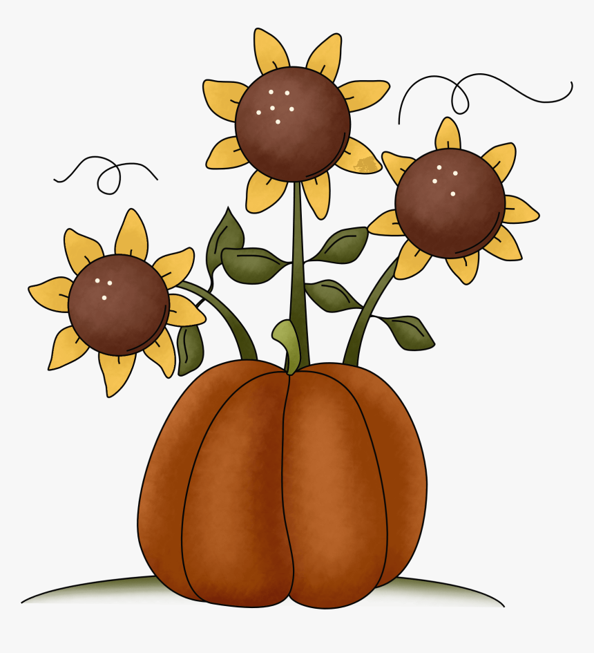 Image For Thanksgiving - Cartoon Pumpkin And Sunflower, HD Png Download, Free Download