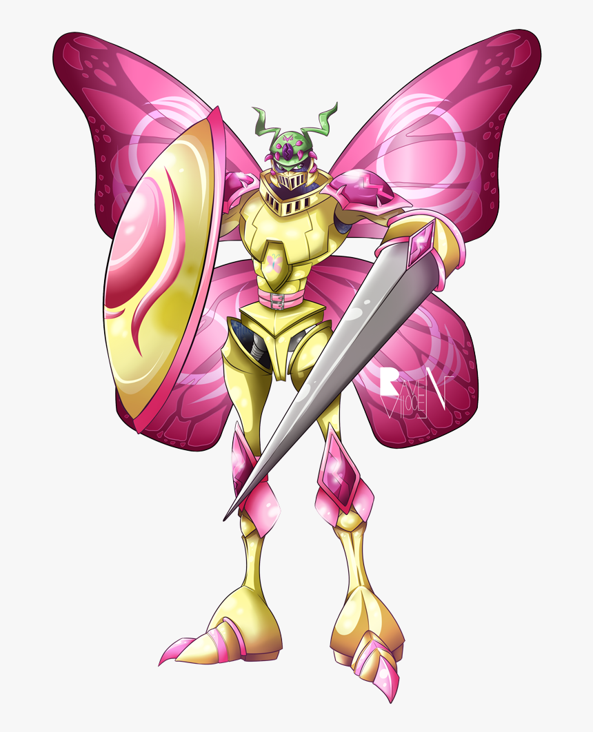 Allocen Butterfly Wings Crossover Digimon Dukemon Illustration Hd Png Download Kindpng