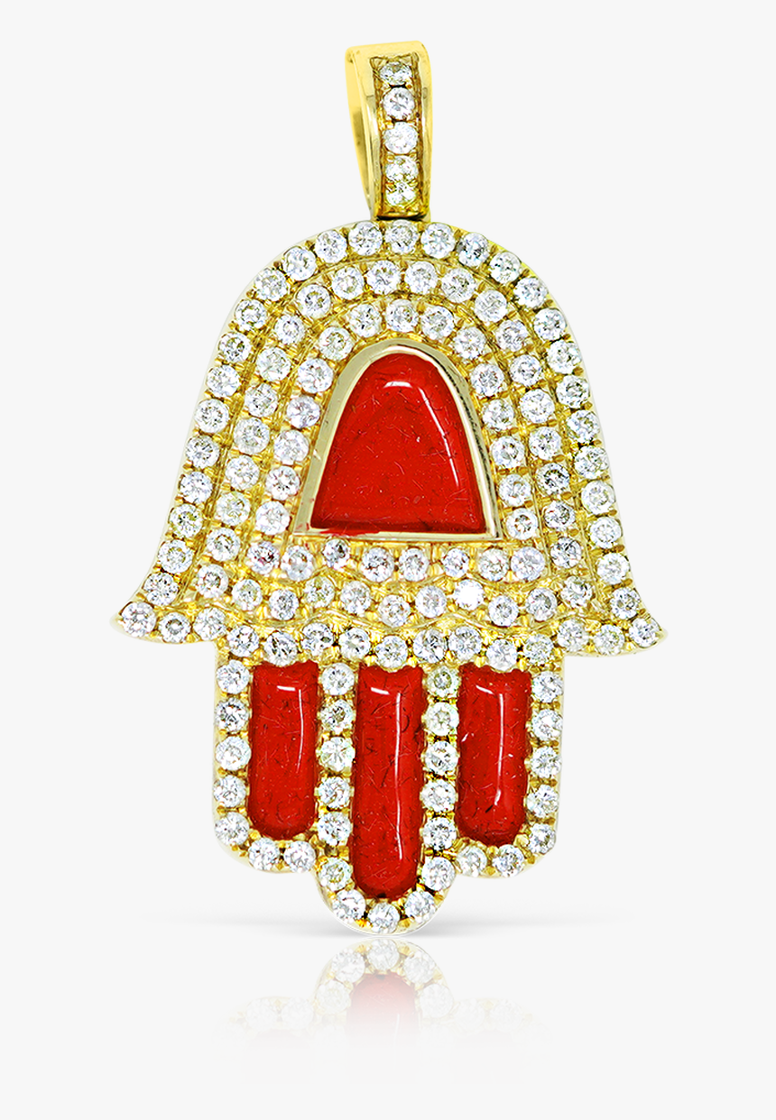 10k Yellow Gold Red Hamsa Pendant - Locket, HD Png Download, Free Download