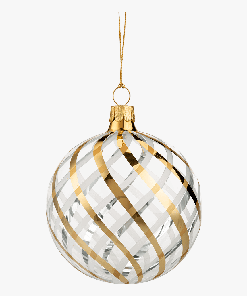 Glass Bauble Clear With Gold-white Net Pattern, 8 Cm - Boule De Noel Dorée, HD Png Download, Free Download