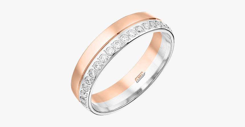 Wedding Ring In Red Gold Of 585 Assay Value With Cubic - Engagement Ring, HD Png Download, Free Download