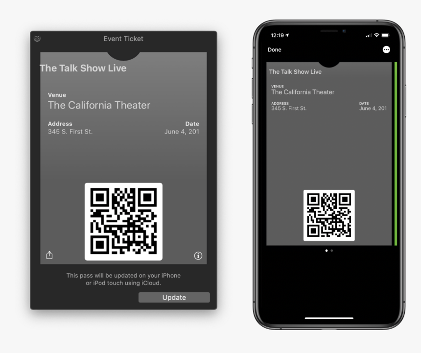 Makepass"s Pass Preview And The Finished Pass (right) - Apple Wallet Pass, HD Png Download, Free Download