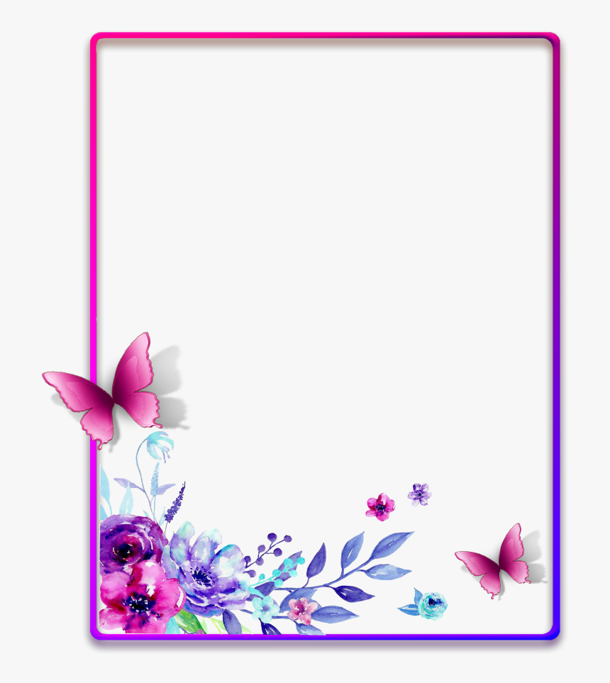 Ftestickers Frame Borders Watercolor Flowers Pimk - Frames And Borders Flowers, HD Png Download, Free Download