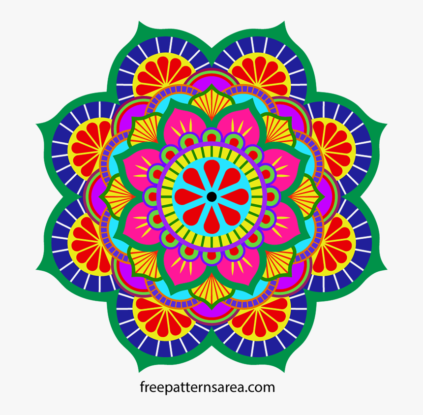 Circle Flower Mandala Colorful Eps Graphic Design Image - Transparent Rangoli Vector, HD Png Download, Free Download