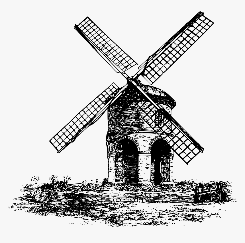 Windmill Black And White - Black And White Windmill Png, Transparent Png, Free Download