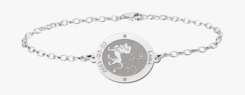 Silver Star Sign Bracelet Oval Leo - Zilver Armbandje Met Sterrenbeeld, HD Png Download, Free Download